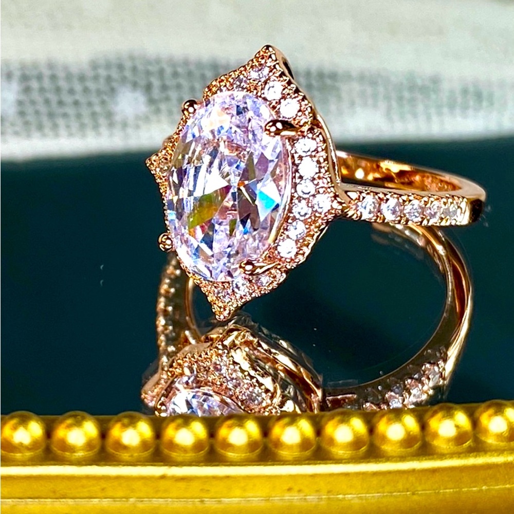 PRICE DROP NWOT Sterling Silver over Rose Gold plated , 2 1/2 ct CZ sz 8 ring